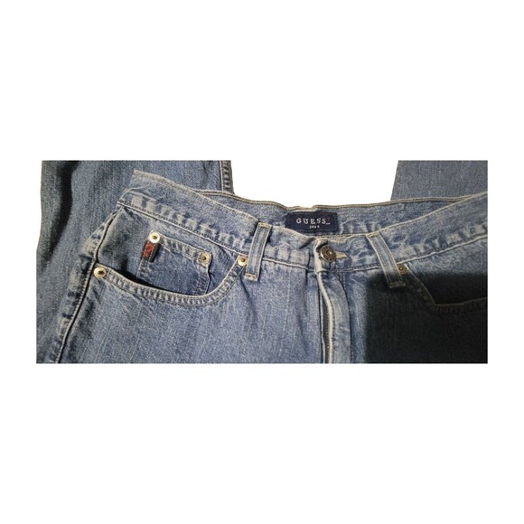 Vintage Y2K Guess Embroidered Mid Rise Wide Leg Jeans Size 28 Made in USA Cotton - Picture 11 of 16